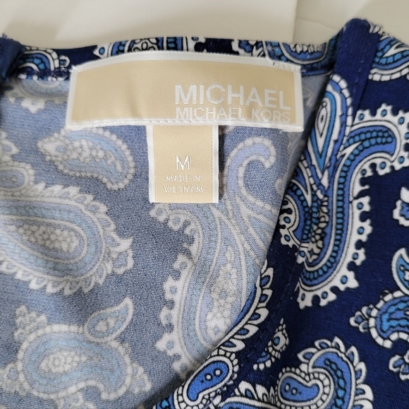 Michael Kors Blue Paisley Long Sleeve Flare Career Wear Office Dress - Picture 6 of 10